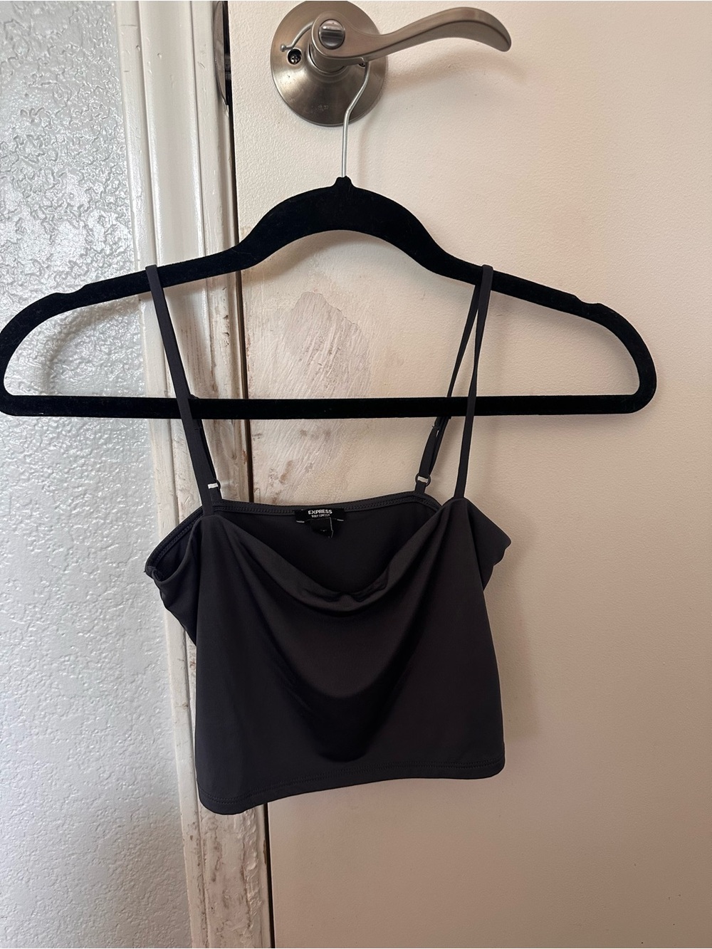 Express Grey Square Neck Cropped Camisole